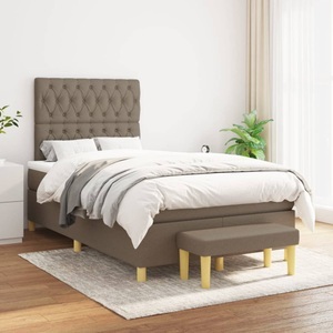 vidaXL, vidaXL Boxspringbett mit Matratze Taupe 120x200 cm Stoff