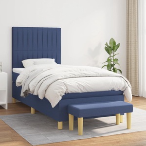 vidaXL, vidaXL Boxspringbett mit Matratze Blau 90x200 cm Stoff, vidaXL Boxspringbett mit Matratze Blau 90x200 cm Stoff