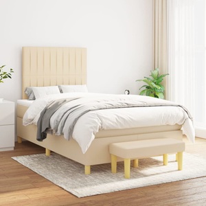 vidaXL, vidaXL Boxspringbett mit Matratze Creme 120x200 cm Stoff