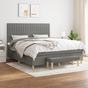 vidaXL, vidaXL Boxspringbett mit Matratze Dunkelgrau 160x200 cm Stoff, vidaXL Boxspringbett mit Matratze Dunkelgrau 160x200 cm Stoff