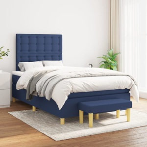 vidaXL, vidaXL Boxspringbett mit Matratze Blau 120x200 cm Stoff
