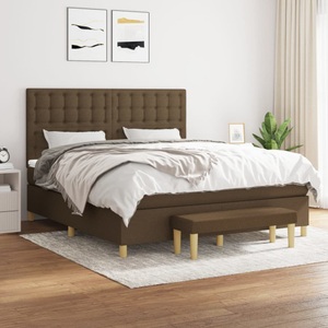 vidaXL, vidaXL Boxspringbett mit Matratze Dunkelbraun 160x200 cm Stoff, vidaXL Boxspringbett mit Matratze Dunkelbraun 160x200 cm Stoff