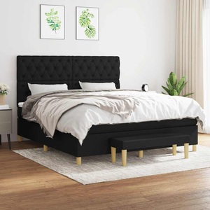 vidaXL, vidaXL Boxspringbett mit Matratze Schwarz 160x200 cm Stoff