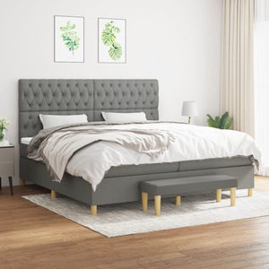 vidaXL, vidaXL Boxspringbett mit Matratze Dunkelgrau 200x200 cm Stoff