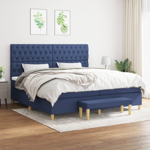 vidaXL, vidaXL Boxspringbett mit Matratze Blau 200x200 cm Stoff, vidaXL Boxspringbett mit Matratze Blau 200x200 cm Stoff