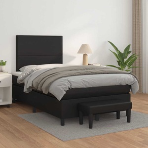 vidaXL, vidaXL Boxspringbett mit Matratze Schwarz 120x200 cm Kunstleder