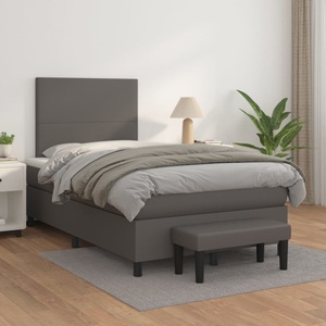 vidaXL, vidaXL Boxspringbett mit Matratze Grau 120x200 cm Kunstleder