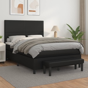 vidaXL, vidaXL Boxspringbett mit Matratze Schwarz 140x200 cm Kunstleder