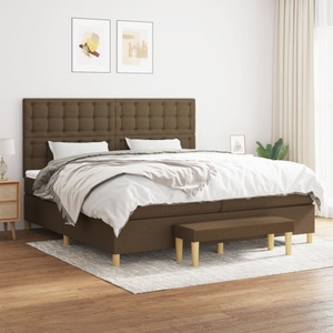 vidaXL, vidaXL Boxspringbett mit Matratze Dunkelbraun 200x200 cm Stoff, 