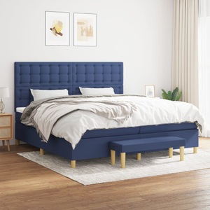 vidaXL, vidaXL Boxspringbett mit Matratze Blau 200x200 cm Stoff