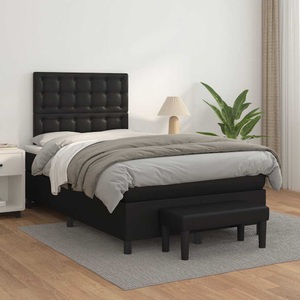 vidaXL, vidaXL Boxspringbett mit Matratze Schwarz 120x200 cm Kunstleder
