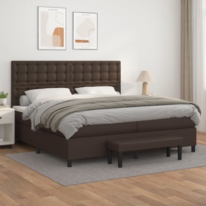 vidaXL, vidaXL Boxspringbett mit Matratze Braun 200x200 cm Kunstleder, 
