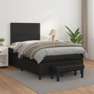 vidaXL, vidaXL Boxspringbett mit Matratze Schwarz 120x200 cm Kunstleder