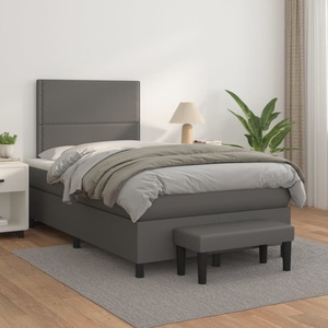 vidaXL, vidaXL Boxspringbett mit Matratze Grau 120x200 cm Kunstleder
