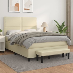 vidaXL, vidaXL Boxspringbett mit Matratze Creme 140x200 cm Kunstleder, 