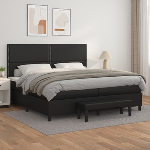 vidaXL, vidaXL Boxspringbett mit Matratze Schwarz 200x200 cm Kunstleder