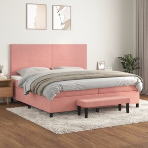 vidaXL, vidaXL Boxspringbett mit Matratze Rosa 200x200 cm Samt