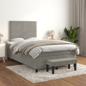 vidaXL, vidaXL Boxspringbett mit Matratze Hellgrau 120x200 cm Samt