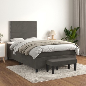 vidaXL, vidaXL Boxspringbett mit Matratze Dunkelgrau 120x200 cm Samt
