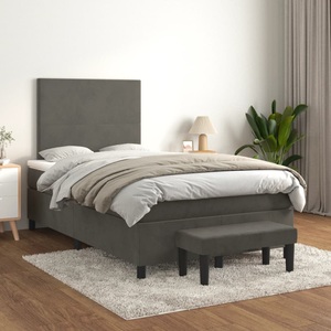 vidaXL, vidaXL Boxspringbett mit Matratze Dunkelgrau 120x200 cm Samt