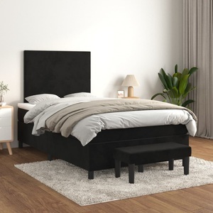 vidaXL, vidaXL Boxspringbett mit Matratze Schwarz 120x200 cm Samt, vidaXL Boxspringbett mit Matratze Schwarz 120x200 cm Samt
