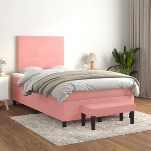 vidaXL, vidaXL Boxspringbett mit Matratze Rosa 120x200 cm Samt