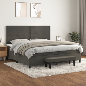 vidaXL, vidaXL Boxspringbett mit Matratze Dunkelgrau 200x200 cm Samt
