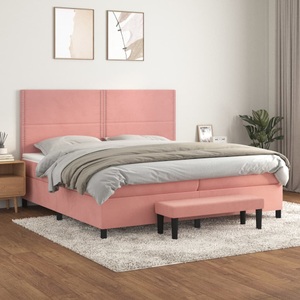 vidaXL, vidaXL Boxspringbett mit Matratze Rosa 200x200 cm Samt