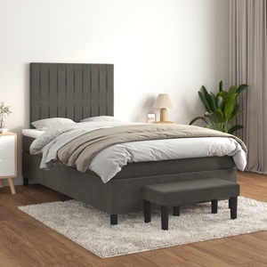 vidaXL, vidaXL Boxspringbett mit Matratze Dunkelgrau 120x200 cm Samt