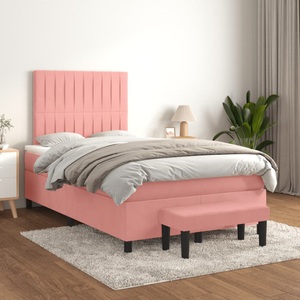 vidaXL, vidaXL Boxspringbett mit Matratze Rosa 120x200 cm Samt