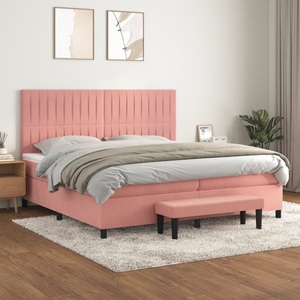 vidaXL, vidaXL Boxspringbett mit Matratze Rosa 200x200 cm Samt