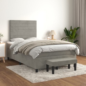 vidaXL, vidaXL Boxspringbett mit Matratze Hellgrau 120x200 cm Samt