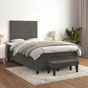vidaXL, vidaXL Boxspringbett mit Matratze Dunkelgrau 120x200 cm Samt