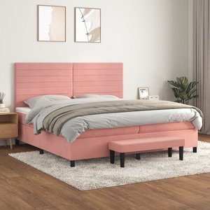 vidaXL, vidaXL Boxspringbett mit Matratze Rosa 200x200 cm Samt