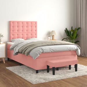 vidaXL, vidaXL Boxspringbett mit Matratze Rosa 120x200 cm Samt