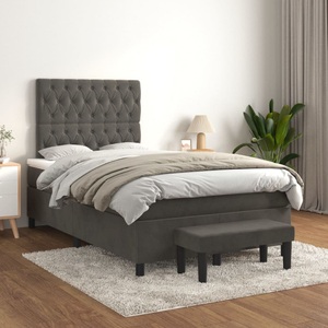 vidaXL, vidaXL Boxspringbett mit Matratze Dunkelgrau 120x200 cm Samt