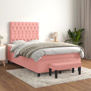 vidaXL, vidaXL Boxspringbett mit Matratze Rosa 120x200 cm Samt
