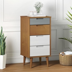 vidaXL, vidaXL Schubladenschrank MOLDE Braun 40x35x82 cm Massivholz Kiefer, vidaXL Schubladenschrank MOLDE Braun 40x35x82 cm Massivholz Kiefer