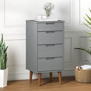vidaXL, vidaXL Schubladenschrank MOLDE Grau 40x35x82 cm Massivholz Kiefer, vidaXL Schubladenschrank MOLDE Grau 40x35x82 cm Massivholz Kiefer