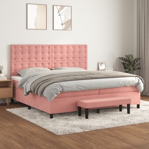 vidaXL, vidaXL Boxspringbett mit Matratze Rosa 200x200 cm Samt