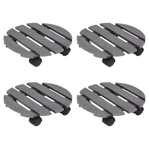 vidaXL, vidaXL Pflanzenroller 4 Stk. Grau Ø30x7,5 cm WPC, VidaXL - Pflanzenroller wpc, One Size, Grau