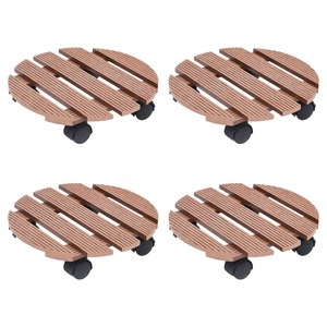 vidaXL, vidaXL Pflanzenroller 4 Stk. Braun Ø30x7,5 cm WPC, vidaXL Pflanzenroller 4 Stk. Braun Ø30x7,5 cm WPC