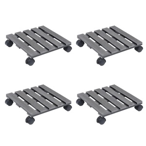 vidaXL, vidaXL Pflanzenroller 4 Stk. Grau 30x30x7,5 cm WPC, vidaXL Pflanzenroller 4 Stk. Grau 30x30x7,5 cm WPC