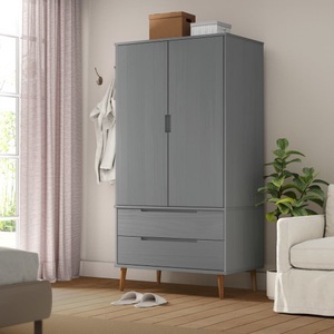 vidaXL, vidaXL Kleiderschrank MOLDE Grau 90x55x175 cm Massivholz Kiefer, vidaXL Kleiderschrank MOLDE Grau 90x55x175 cm Massivholz Kiefer