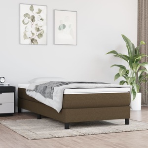 vidaXL, vidaXL Boxspringbett mit Matratze Dunkelbraun 90x200 cm Stoff, vidaXL Boxspringbett mit Matratze Dunkelbraun 90x200 cm Stoff