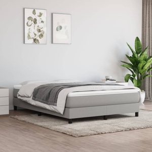 vidaXL, vidaXL Boxspringbett mit Matratze Hellgrau 140x200 cm Stoff, vidaXL Boxspringbett mit Matratze Hellgrau 140x200 cm Stoff