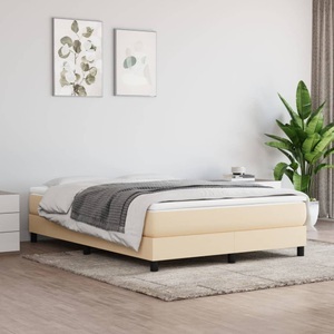 vidaXL, vidaXL Boxspringbett mit Matratze Creme 140x200 cm Stoff, vidaXL Boxspringbett mit Matratze Creme 140x200 cm Stoff