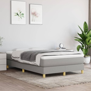 vidaXL, vidaXL Boxspringbett mit Matratze Hellgrau 120x200 cm Stoff, vidaXL Boxspringbett mit Matratze Hellgrau 120x200 cm Stoff