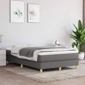 vidaXL, vidaXL Boxspringbett mit Matratze Dunkelgrau 120x200 cm Stoff