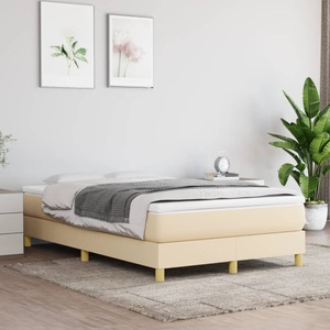 vidaXL, vidaXL Boxspringbett mit Matratze Creme 120x200 cm Stoff